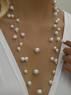 NEW Ethereal Floating Pearl Layered Necklace